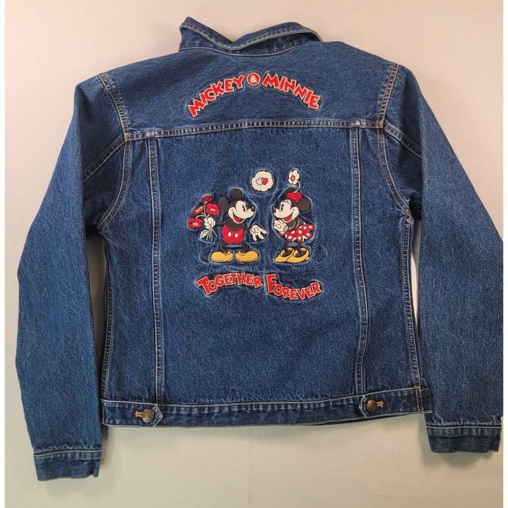 Vintage Disney Store Mickey Minnie Denim Jacket Small Embroidered - Picture 8 of 10